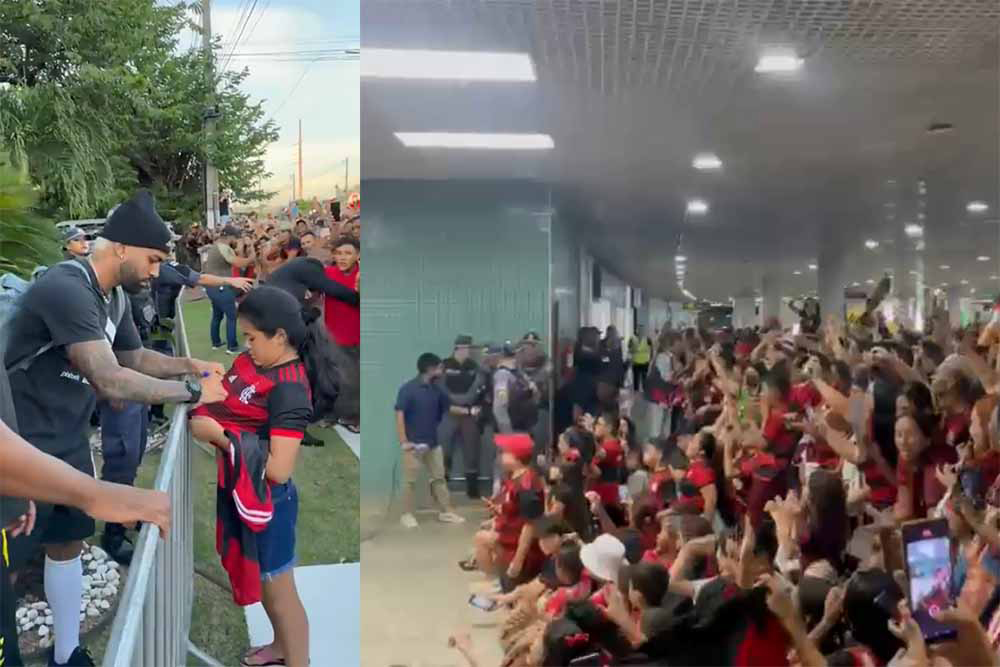 Chegada Do Flamengo Tem Bandeira O No Aeroporto Engarrafamento E