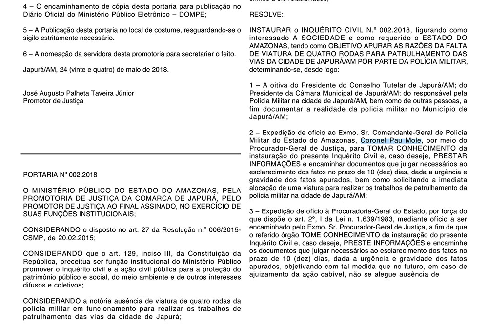Grosseria contra comandante da PM publicada no Diário Oficial Grosseria contra comandante da PM publicada no Diário Oficial