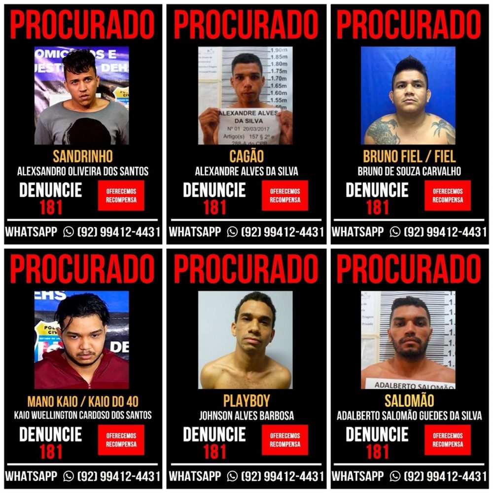Denúncias que levem a prisão de seis procurados serão recompensadas com dinheiro Denúncias que levem a prisão de seis procurados serão recompensadas com dinheiro