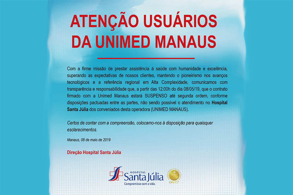 Santa J&uacute;lia rompe com Unimed