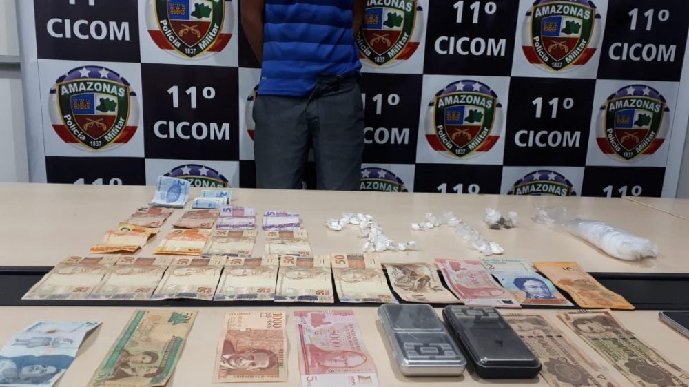 Com dinheiro de tr&ecirc;s pa&iacute;ses, homem &eacute; preso por tr&aacute;fico no Coroado