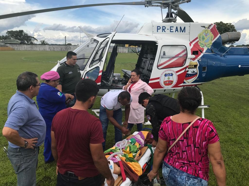 Criança de 8 anos com trauma grave é resgatada por helicóptero da SSP no Careiro