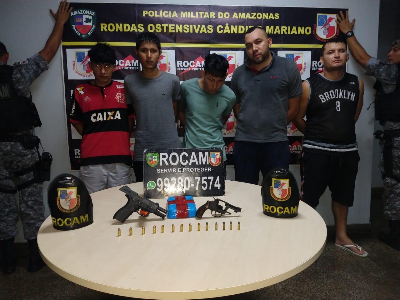 Quinteto é preso pela Rocam com armas e drogas no bairro São Geraldo Quinteto é preso pela Rocam com armas e drogas no bairro São Geraldo