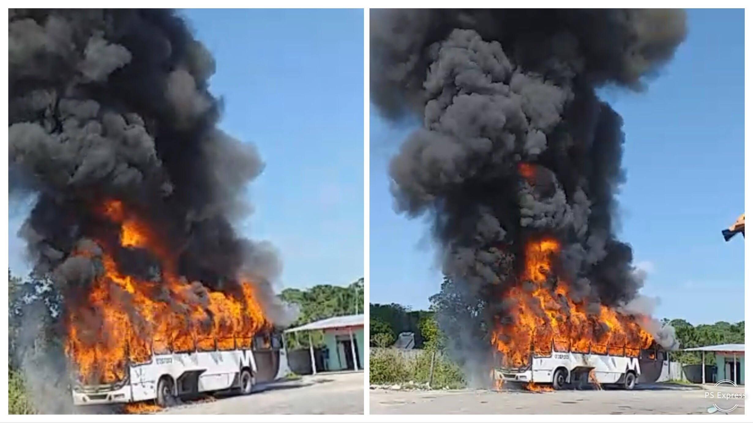 Ônibus é destruído ao pegar fogo em Manaus Ônibus é destruído ao pegar fogo em Manaus