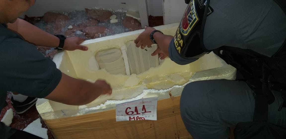 Caixa de isopor recheada de droga: quase 4kg em embarca&ccedil;&atilde;o em Tef&eacute;
