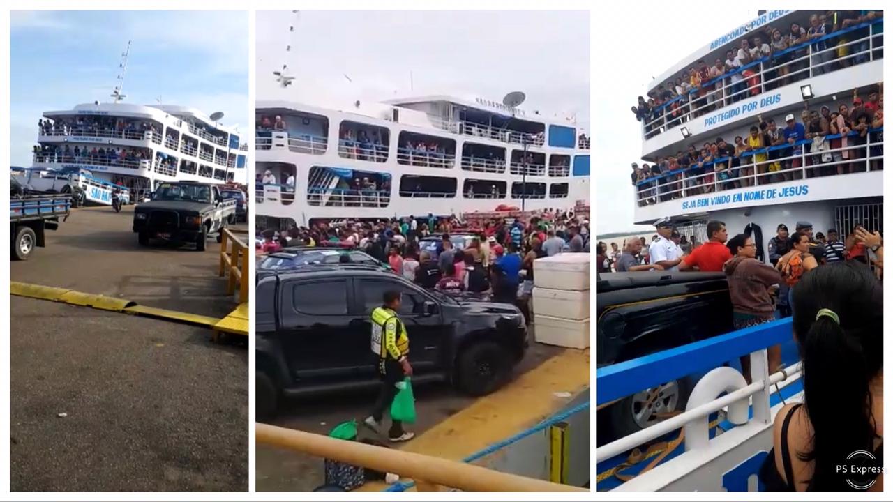 Barco vende passagens a mais e Marinha impede embarque de pessoas em Parintins Barco vende passagens a mais e Marinha impede embarque de pessoas em Parintins