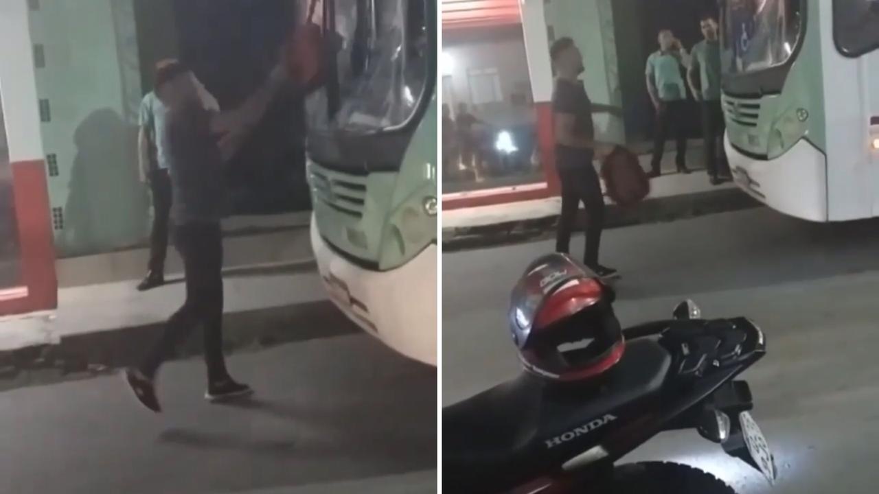 Em ataque de f&uacute;ria, motorista quebra para-brisas de &ocirc;nibus ap&oacute;s incidente na Cidade Nova