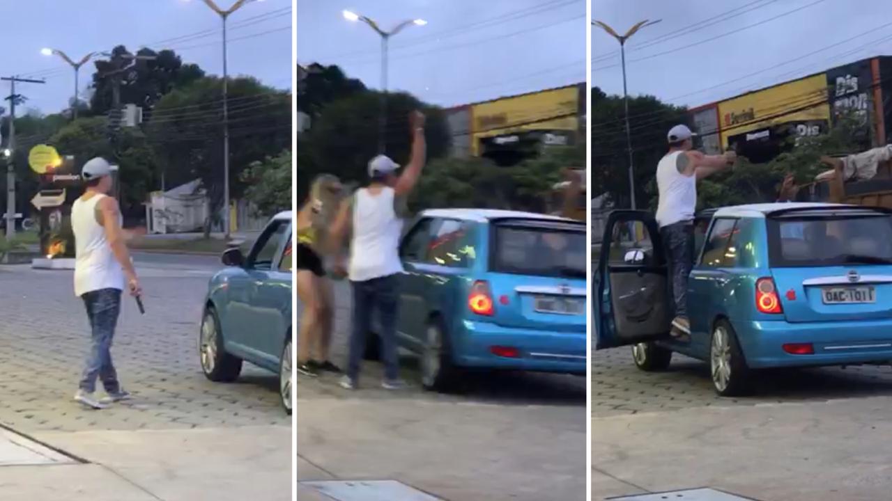 Falso policial dá tiros em posto de gasolina e acaba detido pela polícia de verdade Falso policial dá tiros em posto de gasolina e acaba detido pela polícia de verdade