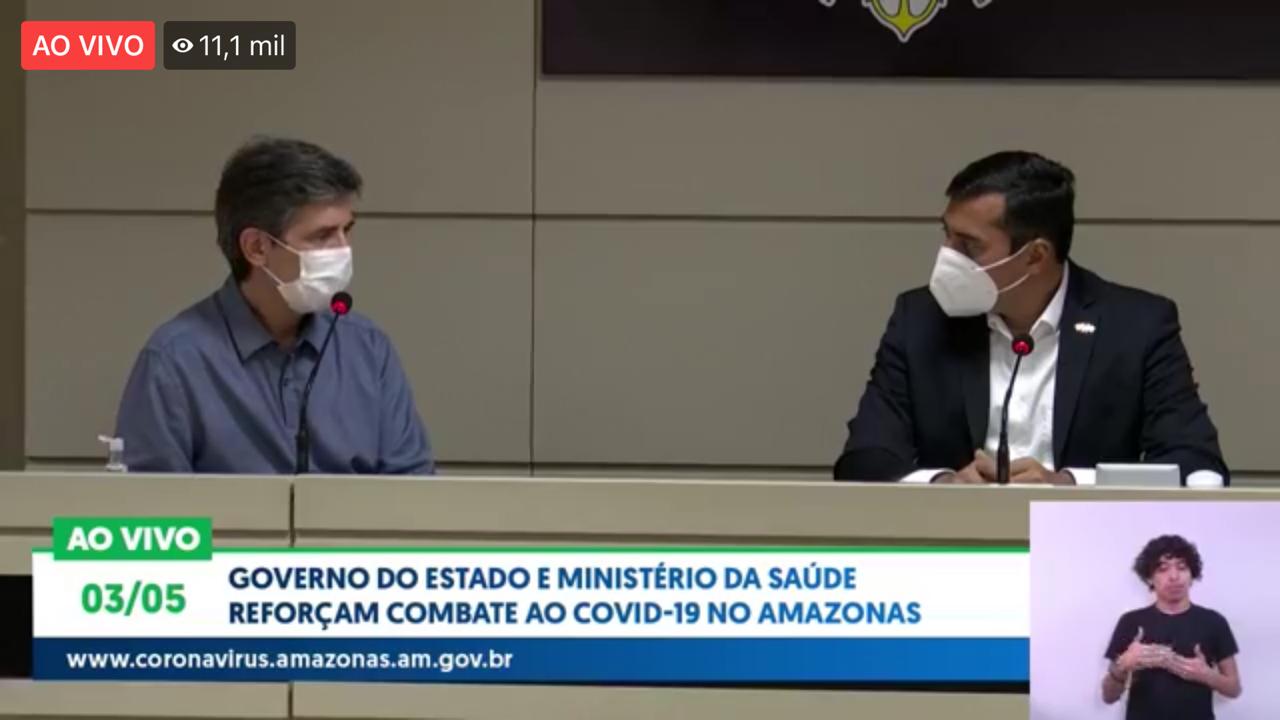 Ministro da Sa&uacute;de garante refor&ccedil;os para AM e 'sonha' com uma vacina ou tratamento para o Covid-19