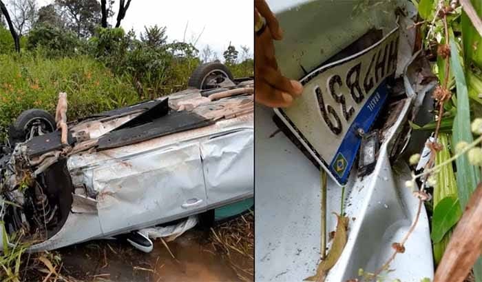 Carro de luxo do suspeito de morte miss é encontrado capotado e destruído na BR-174 Carro de luxo do suspeito de morte miss é encontrado capotado e destruído na BR-174