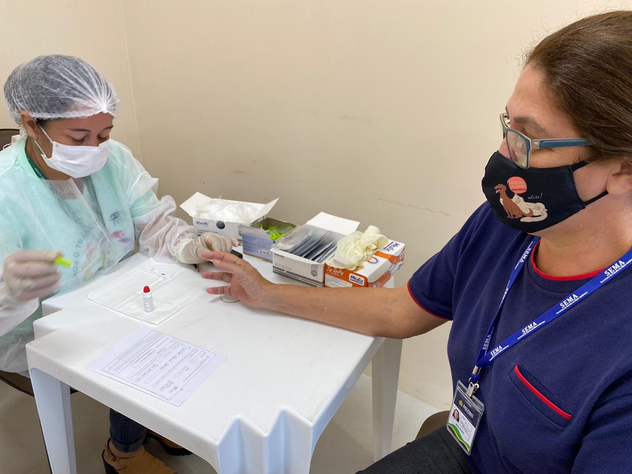 Servidores da Sema realizam testagem rápida para coronavírus Servidores da Sema realizam testagem rápida para coronavírus