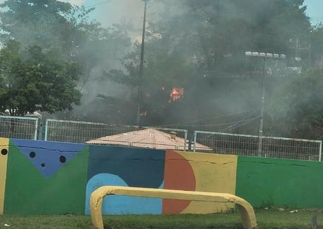 Incêndio atinge área verde em Flores e bombeiros controlam chamas com 4 mil litros d'água