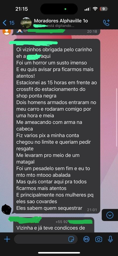 Empres&aacute;ria relata horrores de sequestro no grupo do Alphaville, na Ponta Negra
