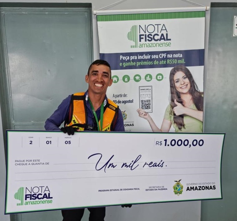 Mototaxista descobre prêmio da Nota Fiscal Amazonense ao atualizar cadastro