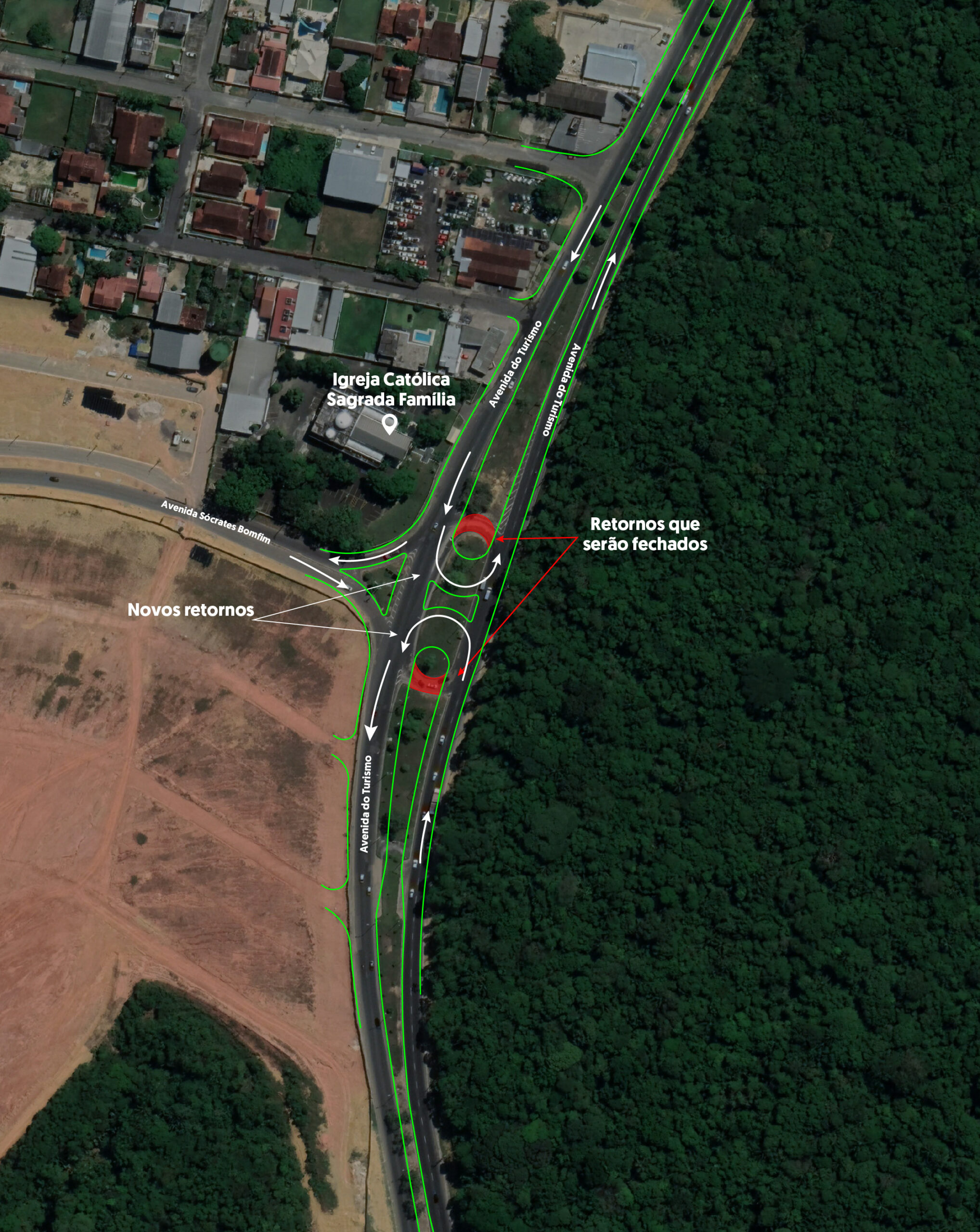 Três novos retornos são construídos para facilitar o tráfego na avenida do Turismo - Portal do Marcos Santos