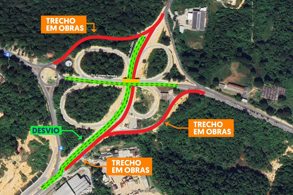 Trevo da avenida Oitis, no Distrito, tem desvio de tráfego de veículos a partir desta terça (12) Trevo da avenida Oitis, no Distrito, tem desvio de tráfego de veículos a partir desta terça (12)