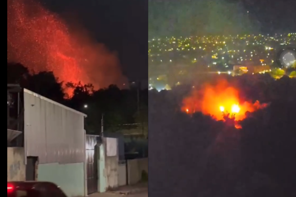 Incêndio de grandes proporções atinge área de mata no Dom Pedro Incêndio de grandes proporções atinge área de mata no Dom Pedro