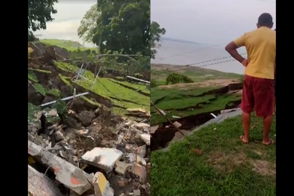 Terras caídas: deslizamento de terra atinge parte de comunidade em Iranduba Terras caídas: deslizamento de terra atinge parte de comunidade em Iranduba