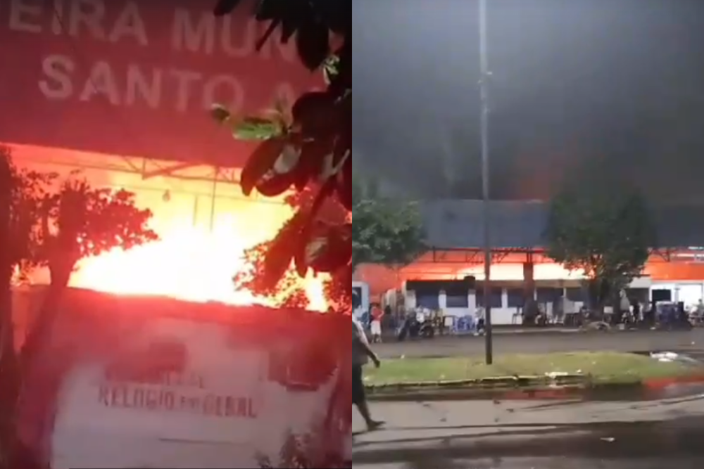 Incêndio de grandes proporções destrói boxes na Feira do Santo Antônio Incêndio de grandes proporções destrói boxes na Feira do Santo Antônio