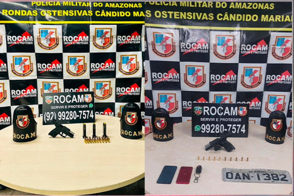 Dois homens são presos e duas armas apreendidas pela Rocam em Manaus Dois homens são presos e duas armas apreendidas pela Rocam em Manaus