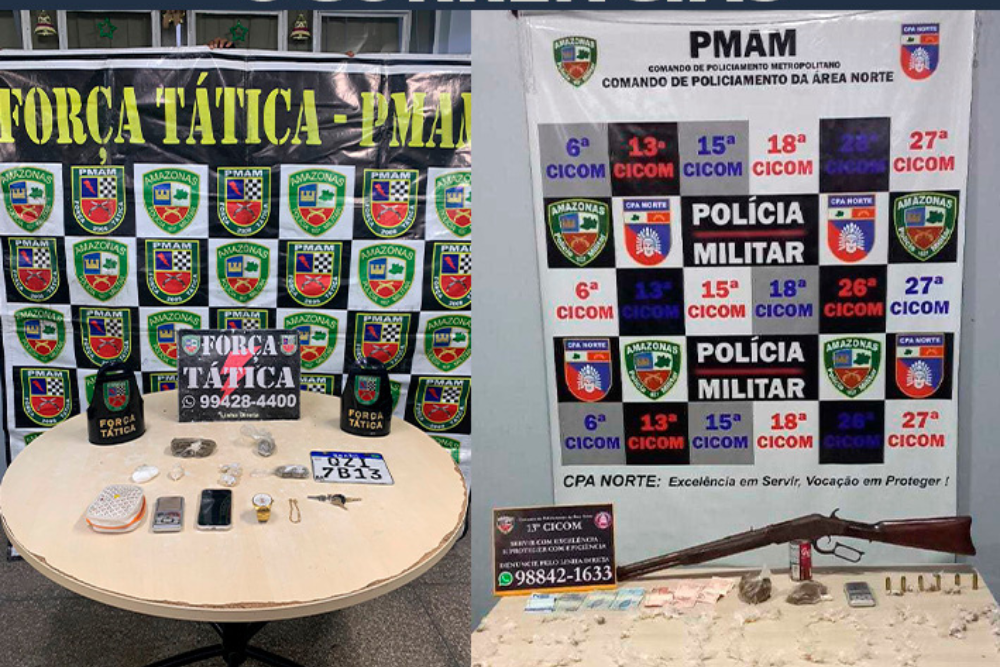 Em Manaus, três pessoas são presas por porte ilegal de arma de fogo e tráfico de drogas Em Manaus, três pessoas são presas por porte ilegal de arma de fogo e tráfico de drogas