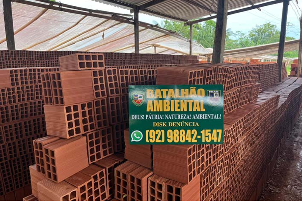 Batalh&atilde;o Ambiental aprende 20 milheiros de tijolos ilegais na AM-070
