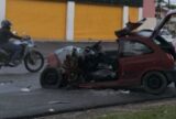 Acidente entre carro e micro-ônibus de rota deixa vários feridos no bairro Alvorada