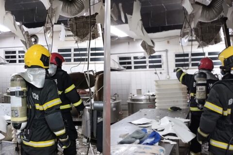 Bombeiros socorrem trabalhador ferido após explosão de panela de pressão em Manaus