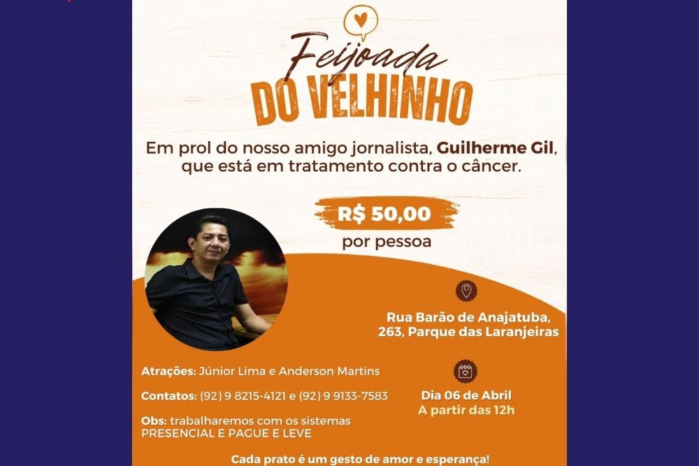 Feijoada em prol do Jornalista Guilherme Gil será realizada dia 06 de abril Feijoada em prol do Jornalista Guilherme Gil será realizada dia 06 de abril