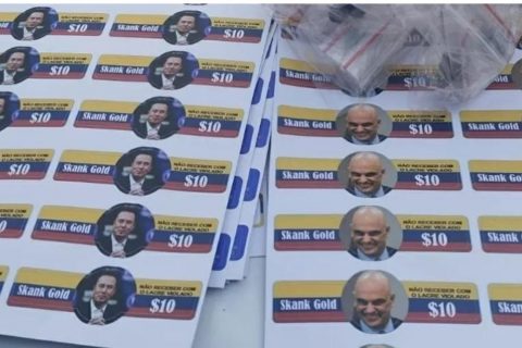 Polícia apreende drogas embaladas com imagens de Alexandre de Moraes e Elon Musk