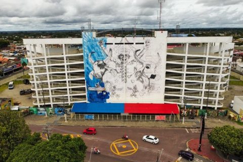 Festival de Parintins 2024: Novo Mural do Bumbódromo está em fase final de produção