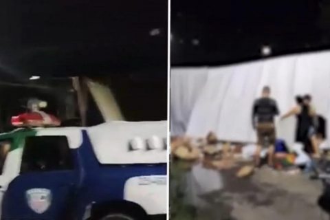 Caminhão tomba após fazer curva em alta velocidade no bairro São Francisco