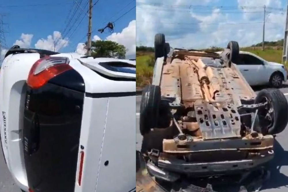 Carros capotam durante colis&atilde;o na AM-010
