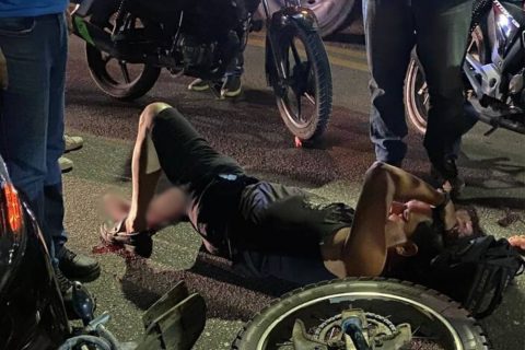 Motociclista tem perna dilacerada em acidente no bairro Cidade Nova