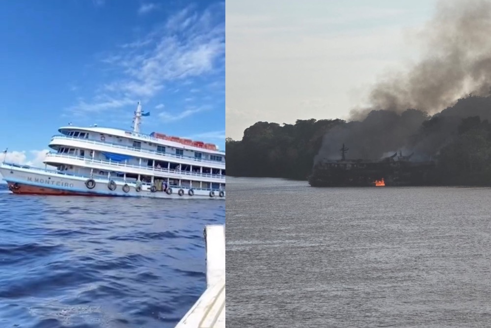 Barco pega fogo durante viagem e inc&ecirc;ndio deixa passageiros feridos em Uarini