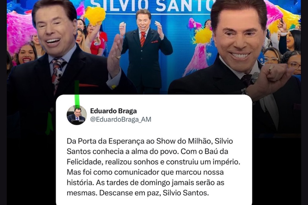 Senador Eduardo Braga lamenta morte de Silvio Santos, lenda da televisão brasileira Senador Eduardo Braga lamenta morte de Silvio Santos, lenda da televisão brasileira