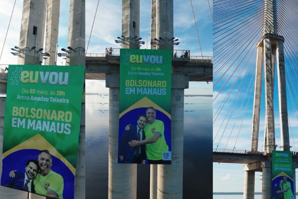 Alberto Neto, candidato a prefeito, &eacute; multado em R$ 10 mil por banner na ponte Rio Negro