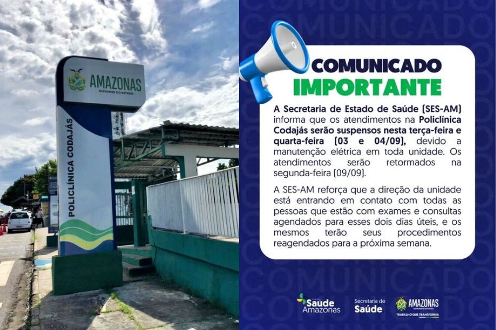Manutenção elétrica suspende atendimentos na Policlínica Codajás Manutenção elétrica suspende atendimentos na Policlínica Codajás