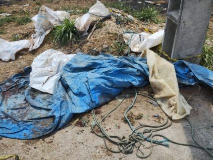 Corpo esquartejado é encontrado enrolado em lona na avenida das Flores