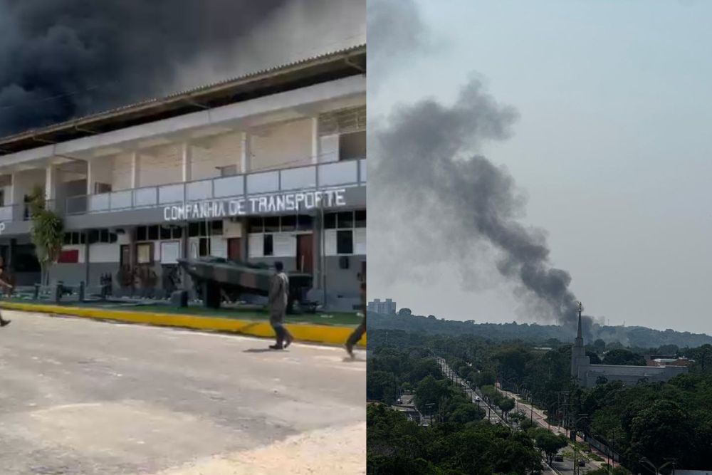 Incêndio de grandes proporções atinge base militar na Ponta Negra Incêndio de grandes proporções atinge base militar na Ponta Negra