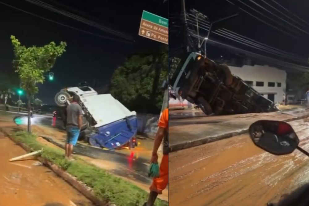 Avenida Coronel Teixeira é interditada devido a vazamento de tubulação; confira bairros que ficarão sem água Avenida Coronel Teixeira é interditada devido a vazamento de tubulação; confira bairros que ficarão sem água
