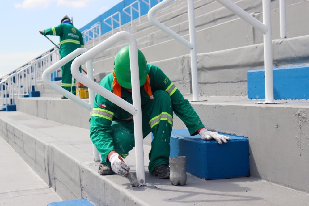 Obras de modernização do Estádio Carlos Zamith chegam a 65% de conclusão Obras de modernização do Estádio Carlos Zamith chegam a 65% de conclusão