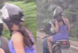 Mulher viraliza ao usar capacete ao contrário em Manaus; veja