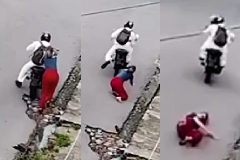 Mulher é arrastada durante assalto à mão armada no bairro Flores, em Manaus Mulher é arrastada durante assalto à mão armada no bairro Flores, em Manaus