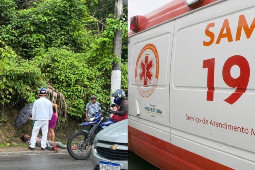 Acidente deixa motociclista ferido e congestiona trânsito em avenida de Manaus Acidente deixa motociclista ferido e congestiona trânsito em avenida de Manaus