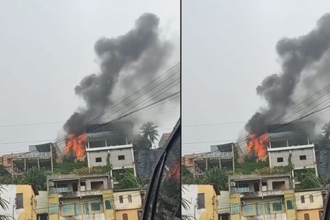 Casa é destruída durante incêndio no bairro Petrópolis