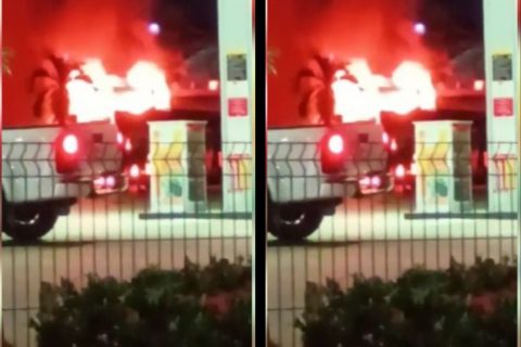 Motorista é socorrido após caminhão pegar fogo na rodovia AM-010
