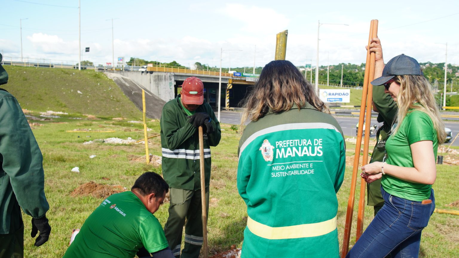Prefeitura de Manaus planta 500 novas mudas no Trevo do Rapid&atilde;o
