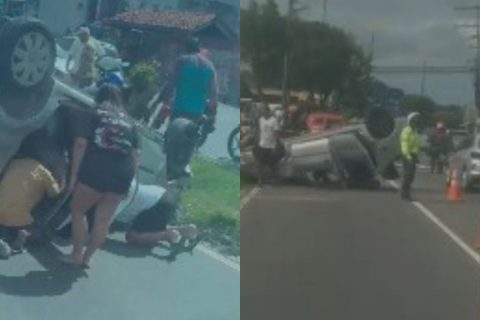 Acidente na avenida Cosme Ferreira deixa motorista preso entre as ferragens