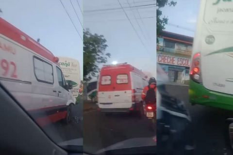 Acidente entre ambulância do Samu e micro-ônibus causa congestionamento na zona norte de Manaus